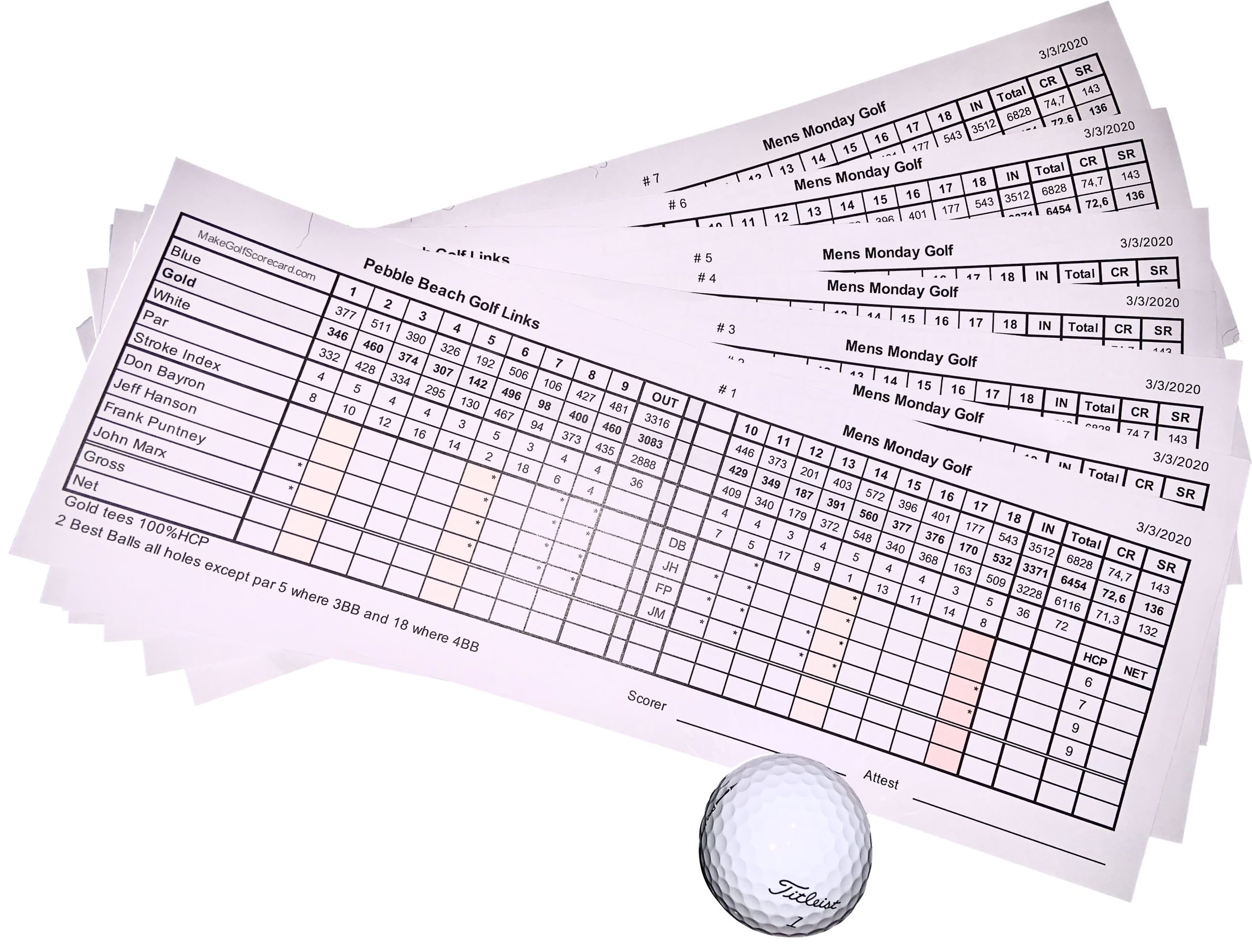 Blank Golf Scorecard