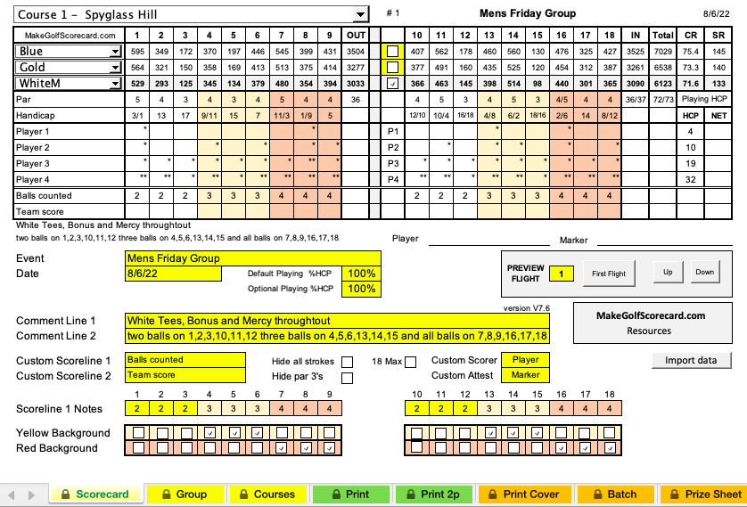 Excel Golf Scorecard Template